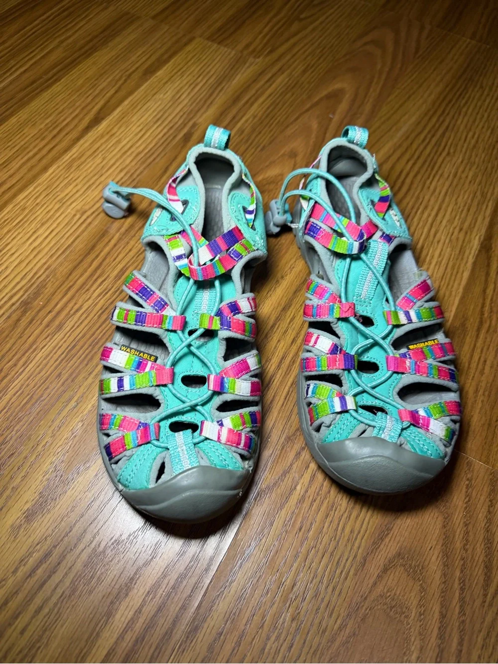 Keen Whisper sandals teal rainbow stripe outdoor hiking water comfort 3